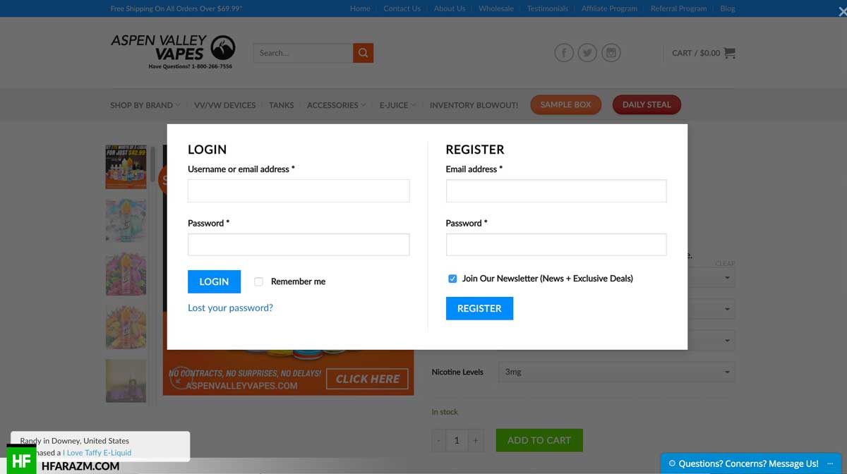 aspen-valley-vapes-registeration-page-web-design-development-seo-optimization-security-portfolio-hfarazm