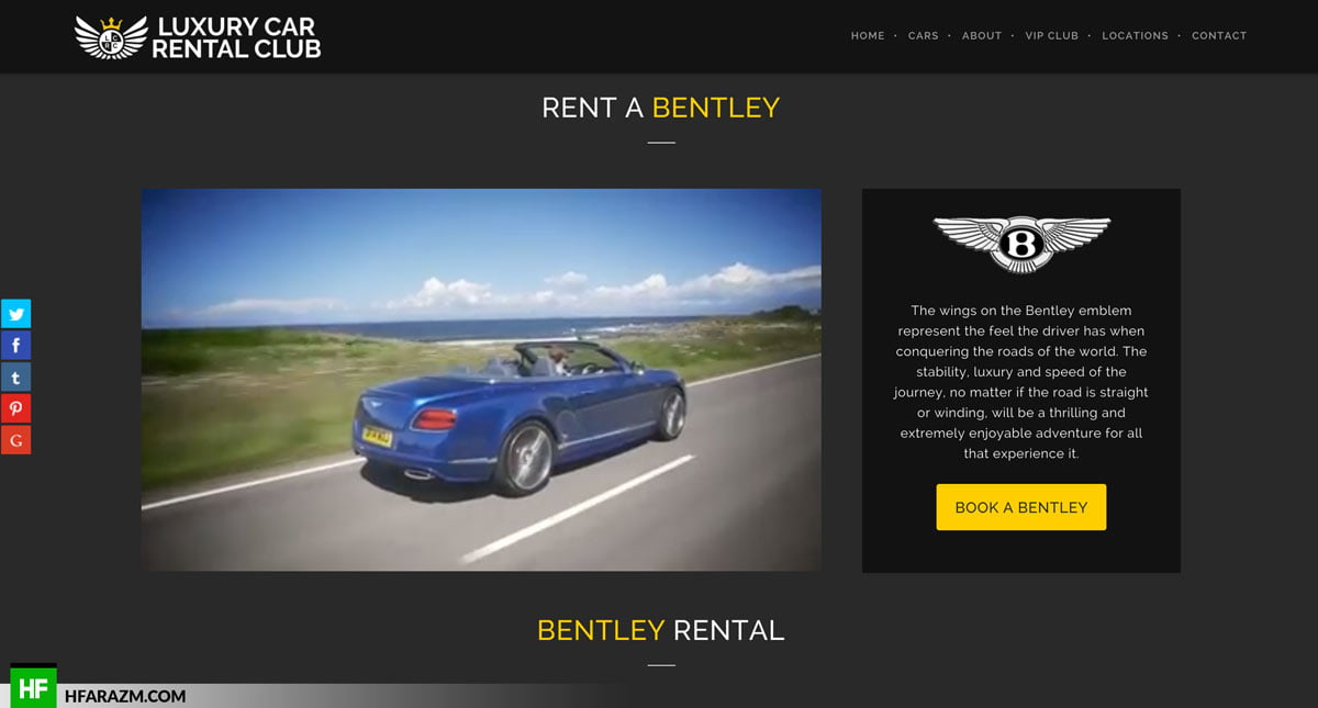 Luxury Car Rental Club Single Bentley Car Page Web design Hfarazm