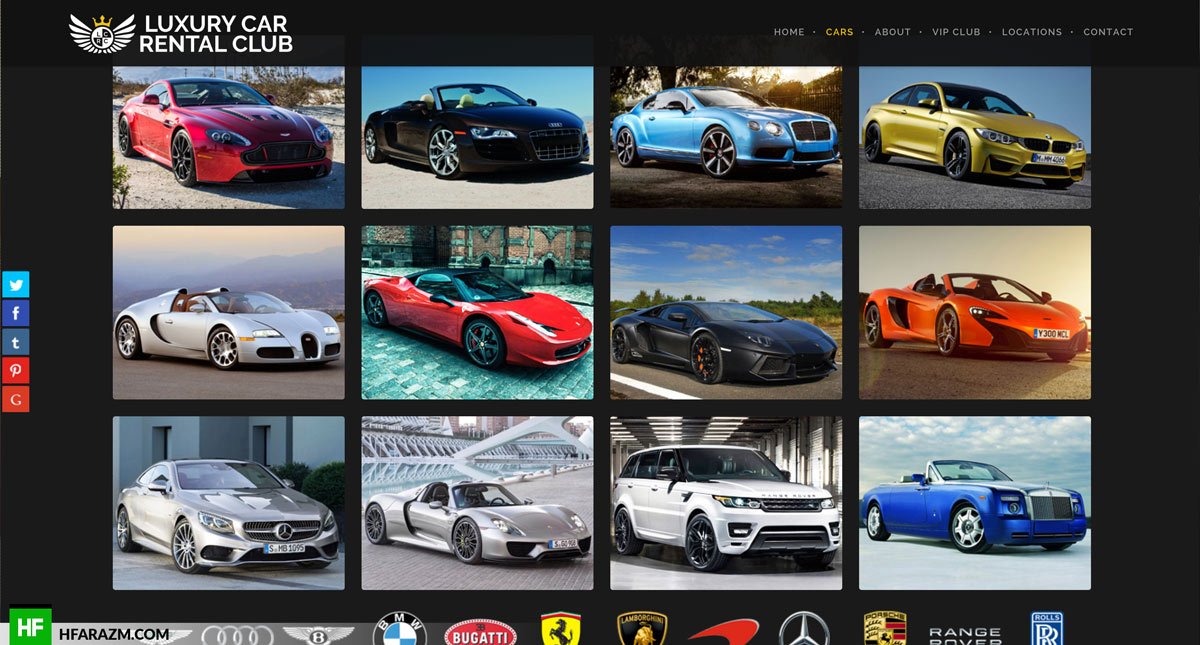 Luxury Car Rental Club Cars Web design Portfolio Hfarazm