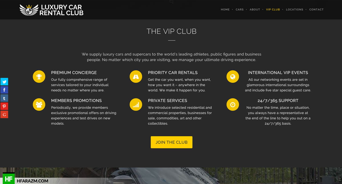 Luxury-Car-Rental-VIP-Club-homepage-web-design-portfolio-Hfarazm