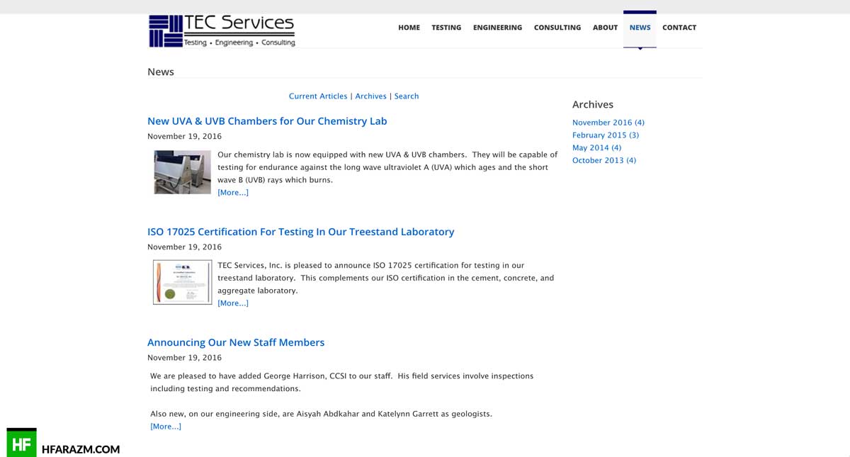 tec-services-news-page-web design-development-optimization-portfolio-hfarazm