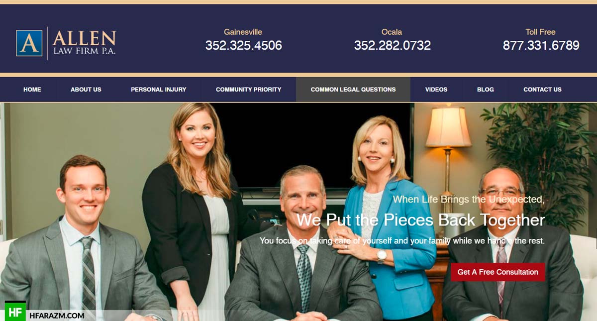 Allen Law Firm P.A. Home Page Web Design and Development by Hfarazm Software