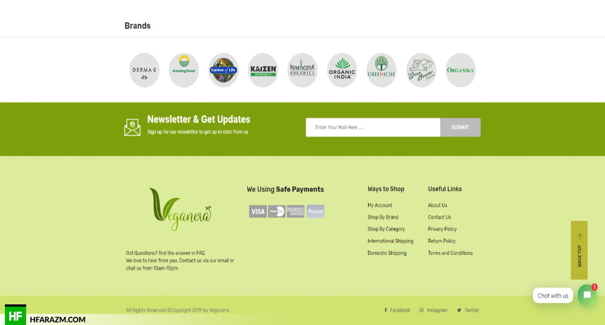 Veganera Footer Page Web Design and Development by Hfarazm Software